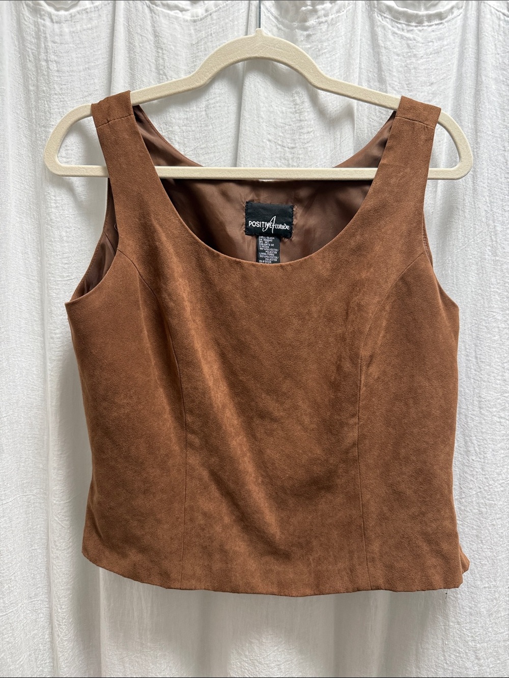 Positive Attitude Brown Suede-Style Sleeveless Tank Top